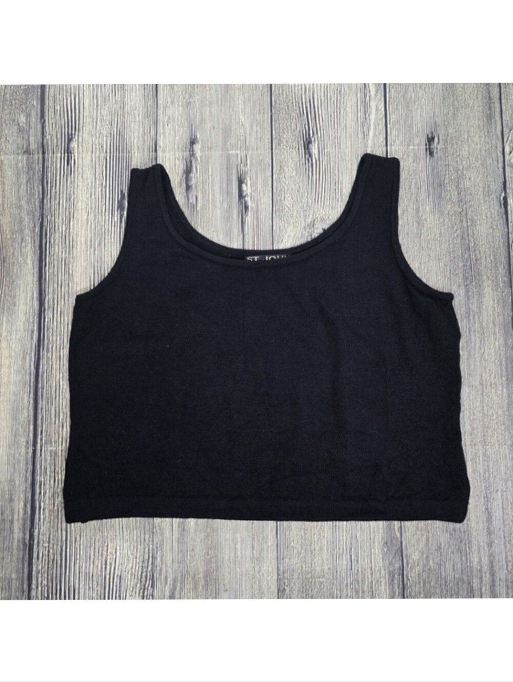 St. John Basics Knit Black Cropped Tank Top